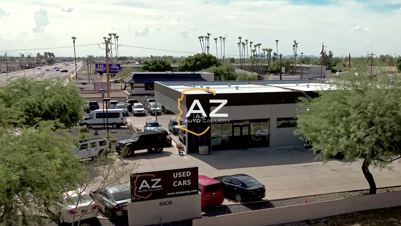 Aerial view of the AZ Auto Gallery lot in Mesa, Arizona